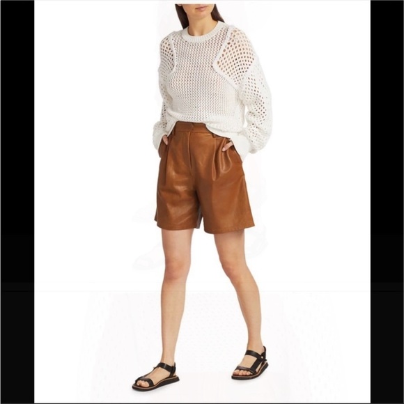 Rag & bone Ivy Leather Bermuda Shorts in Tan Size 10